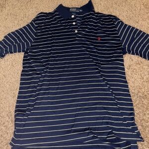 PERFECT CONDITION Men’s Ralph Lauren navy blue striped polo shirt Size M